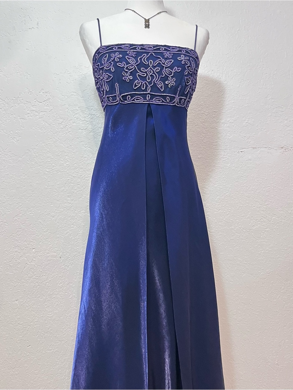 Morgan & Co. Royal Blue Strapless Beaded Evening Gown